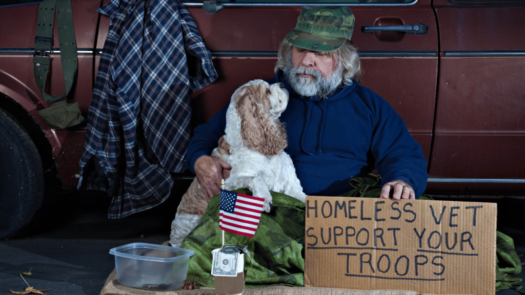 homeless veteran in the street, Homeless Veterans,